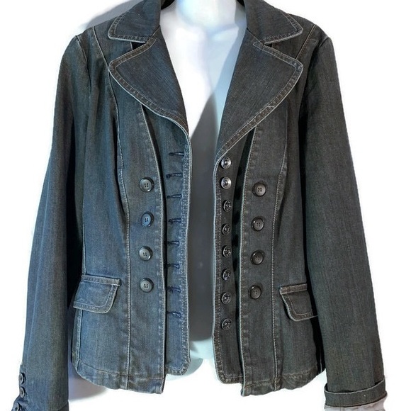 Geisha Jackets & Blazers - Geisha Double breasted denim jean jacket